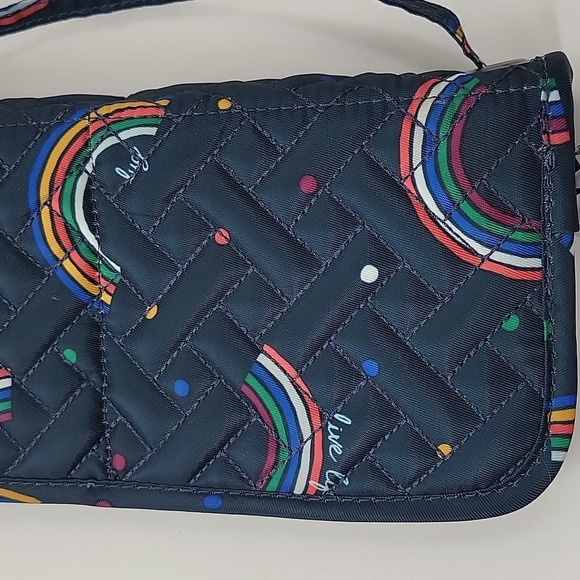 Lug Navy Quilted Cosmetic Brush Holder/Wristlet with Rainbow Accents NWOT - Picture 7 of 15